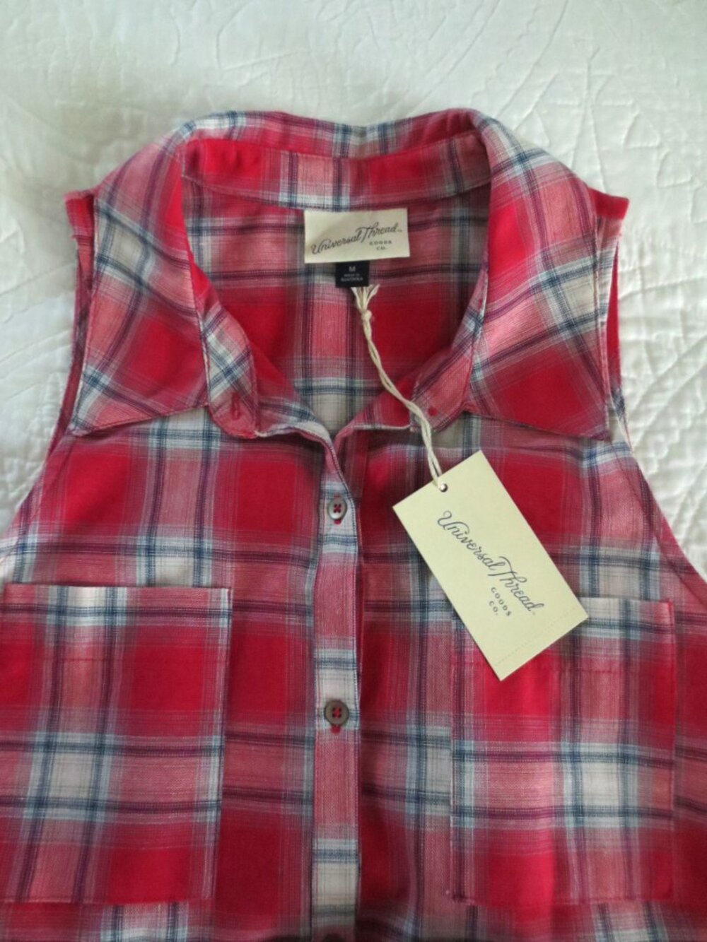 Classic Americana Red & White Plaid Button Front Short Sleeve Shirt Dress - Picture 15 of 15